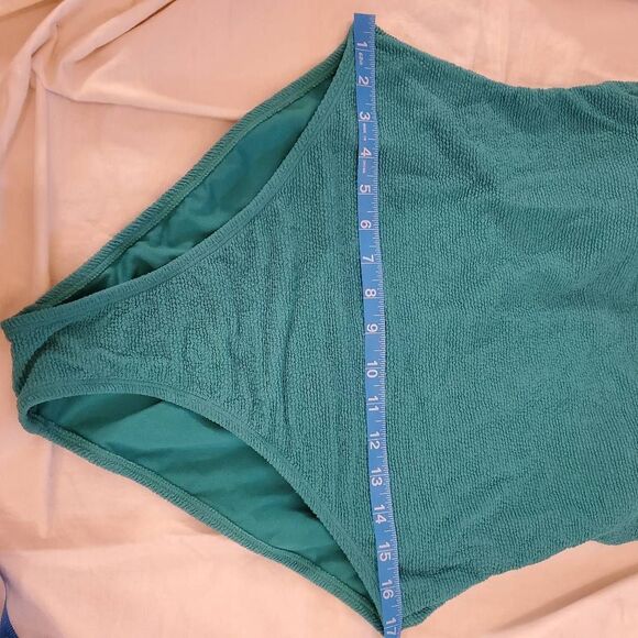 NWT Shade & Shore Turqoise Ribbed Highleg Onepiece Swimsuit. Size Large - Picture 5 of 10